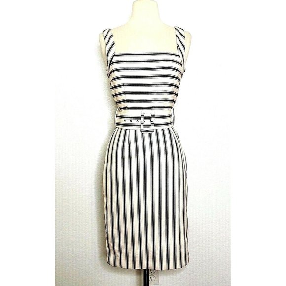 Zara Striped Belted Bodycon Dress - Picture 2 of 10